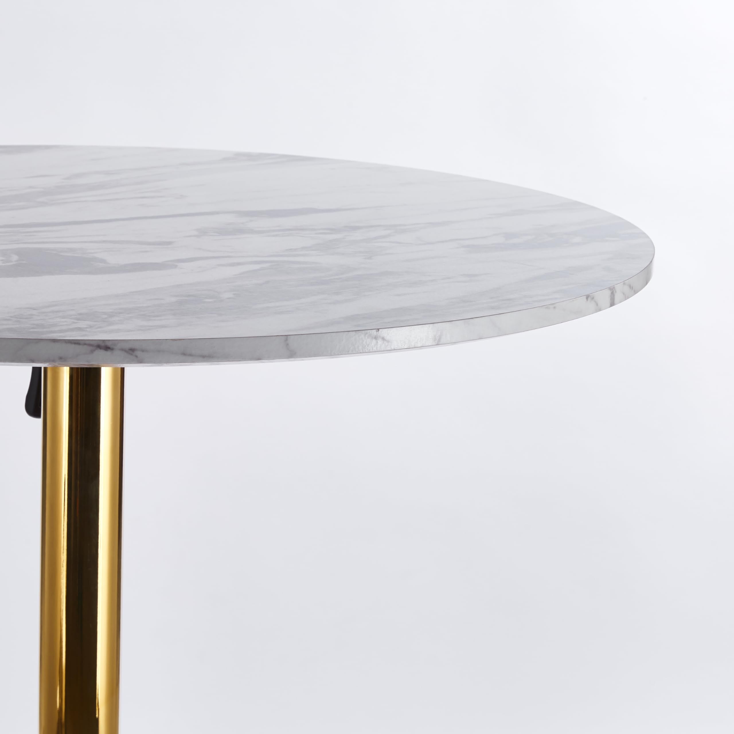 31.5" Round Tulip Dining Table, Mid-Century Tulip Table Kitchen Tulip Dining Table 2 People with Faux Marble Table Top & Metal Base for Office Living Room
