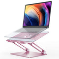 Adjustable Laptop Stand, Portable Laptop Riser, Aluminum Laptop Stand for Desk Foldable, Ergonomic Computer Notebook Stand Holder for MacBook Air Pro, Dell XPS, HP (10-17.3'') -Pink