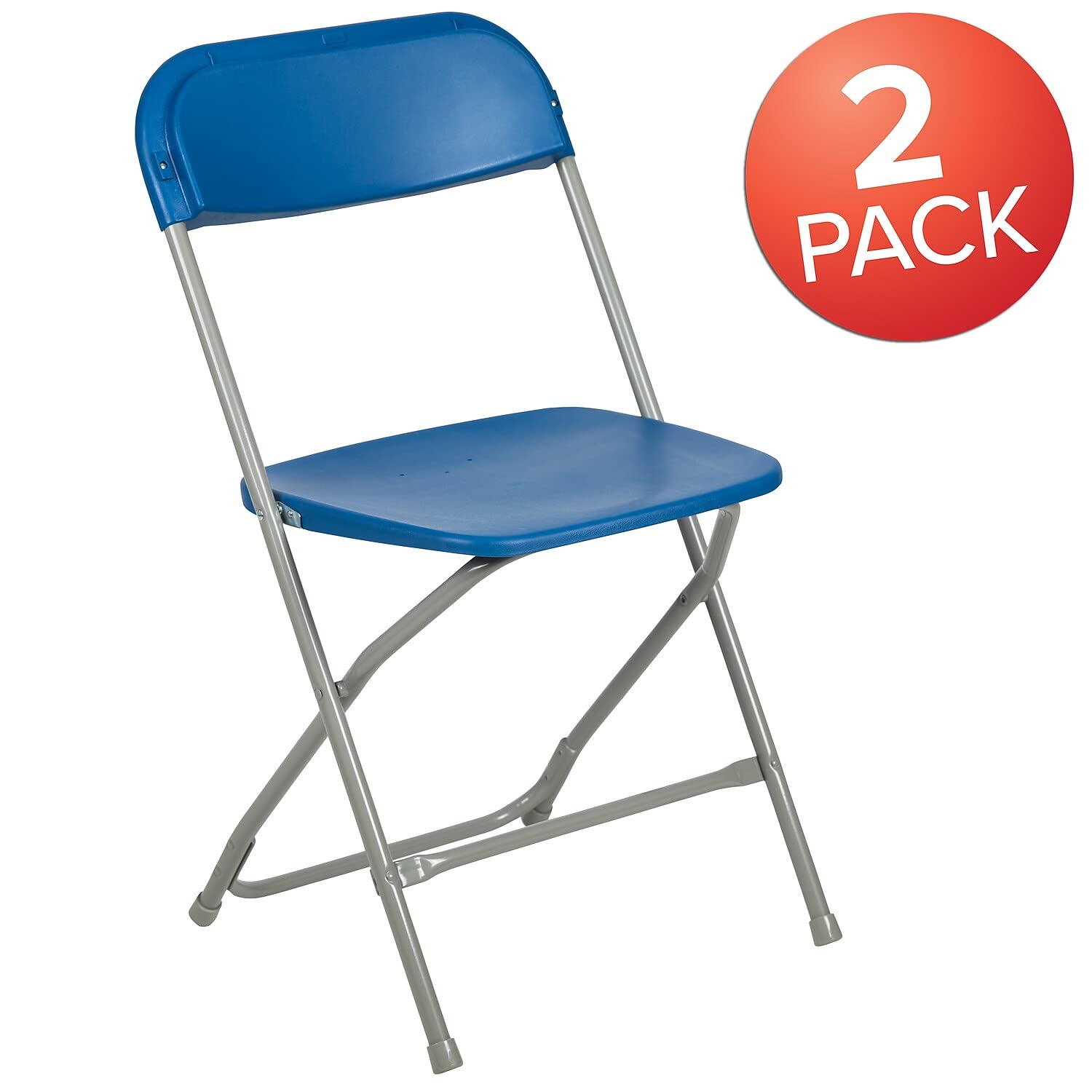 2 Pack, Hercules™ Series Plastic Folding Chair - Blue -  650LB Weight Capacity Comfortable Event Chair-Lightweight Folding Chair