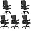 Pack of 5, Office Chair - Ergonomic Desk Chair with Adjustable Lumbar Support, Mesh Computer Chair, Executive Chairs for Home Office Comfortable Lumbar Support Black