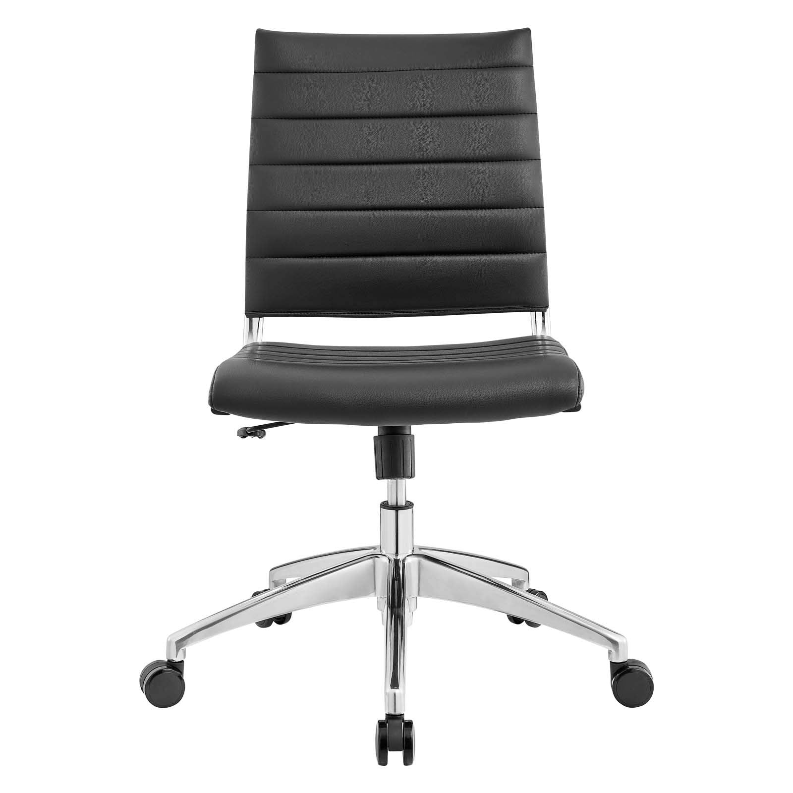 Ribbed Armless Mid Back Swivel Conference Chair In Black
