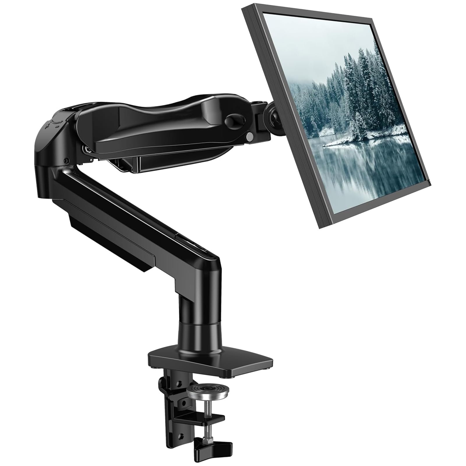 FlowLift™ Single Monitor Mount, 13 to 32 Inch Monitor Arm, Adjustable Monitor Stand, Vesa Mount with Clamp and Grommet Base - Fits 4.4 to 19.8lbs LCD Computer Monitors
