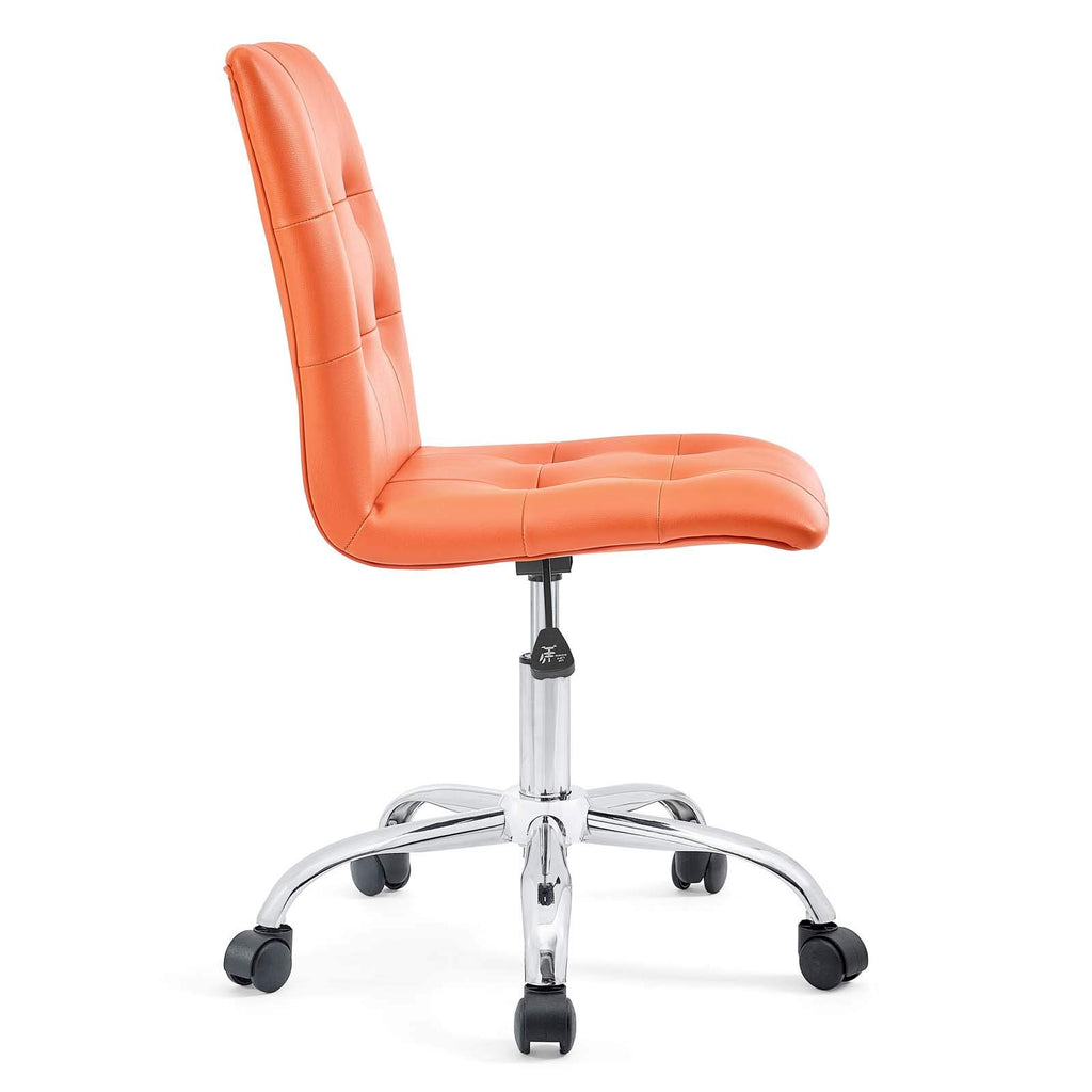 Prim Ribbed Armless Mid Back Swivel Conference Office Chair In Orange