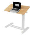 H7 PRO Mobile Standing Desk Adjustable Overbed Table Pneumatic with Wheels 55°Tiltable Portable Laptop Desk Rolling Computer Cart Foldable Bedside Table(27.6" W x 15.7" D, Maple)