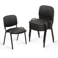 Stacking Waiting Room Chairs, PU Leather Armless Office Guest Chair with Metal Frames, Stackable Conference Room Chairs No Wheels for Reception Lobby Side Training School, Black Set of 5