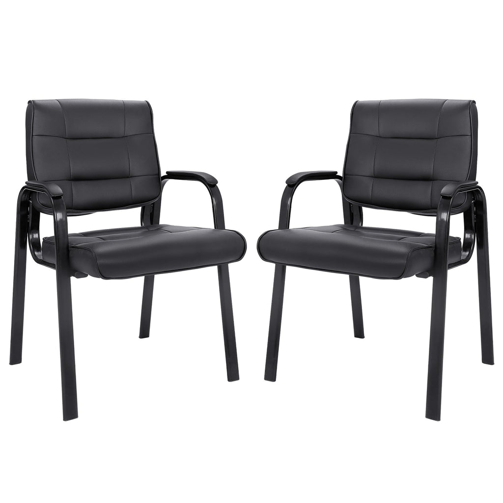 Set of 2, Office Guest Chair Bonded Leather Executive Side Chair Reception Chair with Solid Metal Frame Home Office Furniture
