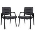 Set of 2, Office Guest Chair Bonded Leather Executive Side Chair Reception Chair with Solid Metal Frame Home Office Furniture