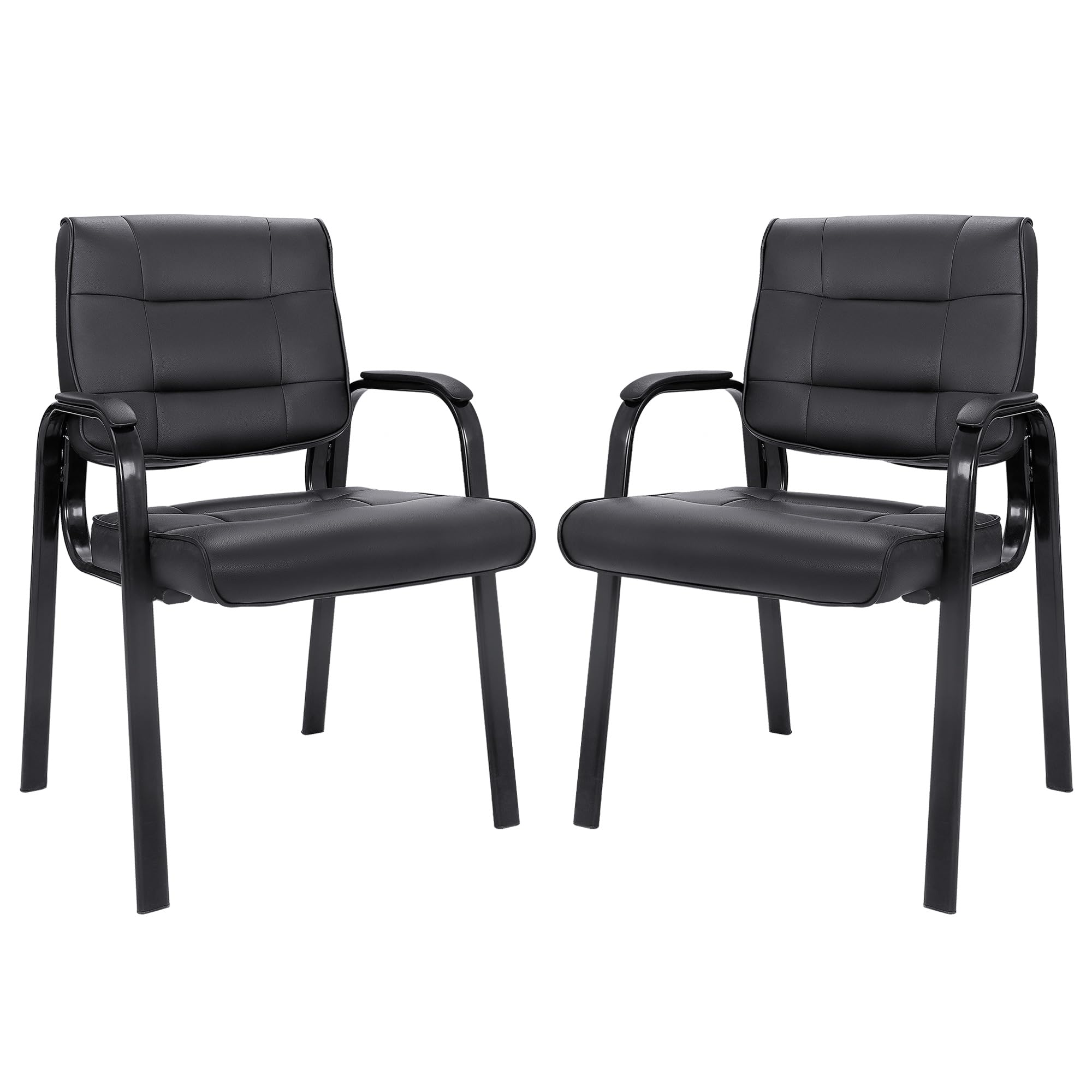 Set of 2, Office Guest Chair Bonded Leather Executive Side Chair Reception Chair with Solid Metal Frame Home Office Furniture