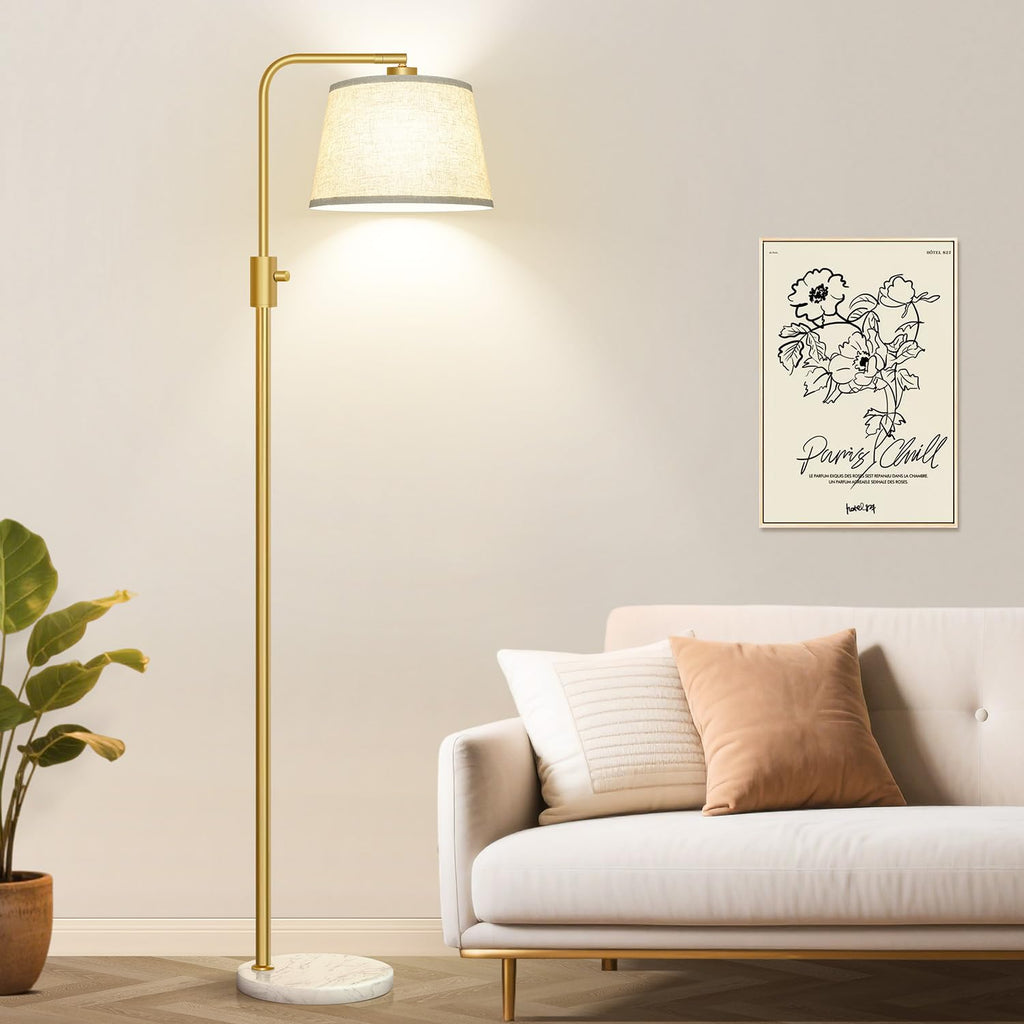 Gold Floor Lamp, 1000 LM LED Edison Bulb Included, Arc Floor Lamps for Living Room with Marble Base, Modern Standing Lamp Tall Lamps for Living Room Bedroom office