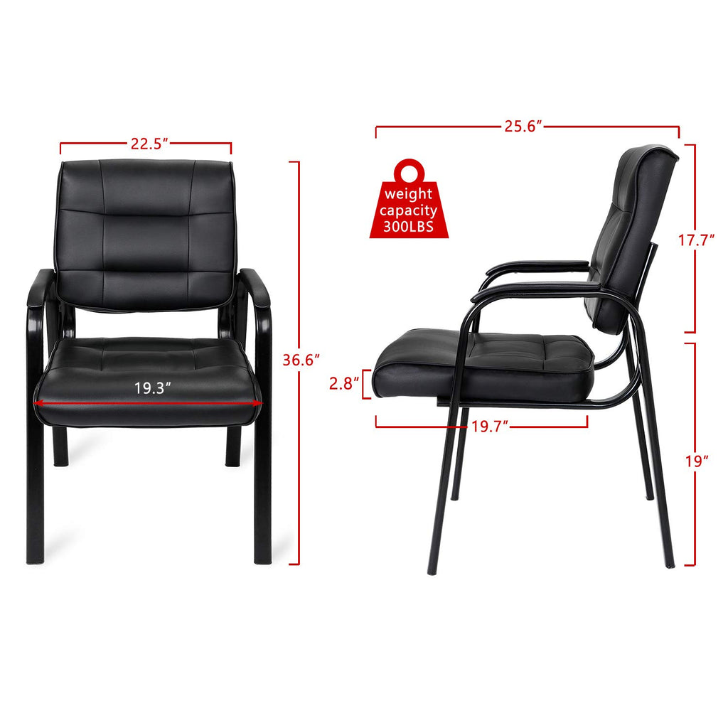 Office Guest Chair Bonded Leather Executive Side Chair Reception Chair with Solid Metal Frame Home Office Furniture