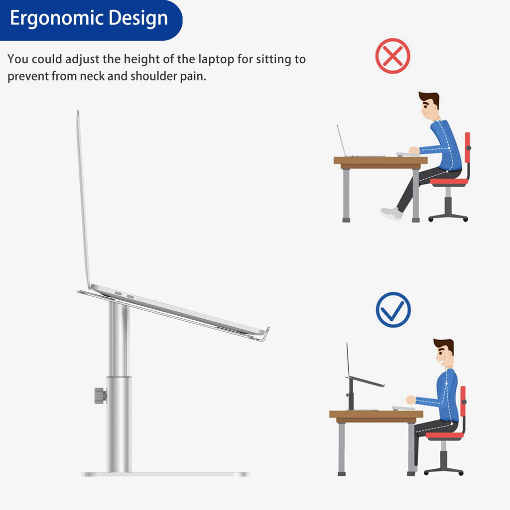 Laptop Stand, Ergonomic Adjustable Notebook Riser, Computer Holder, Laptop Mount Compatible with 10-15.6" Laptops, Silver