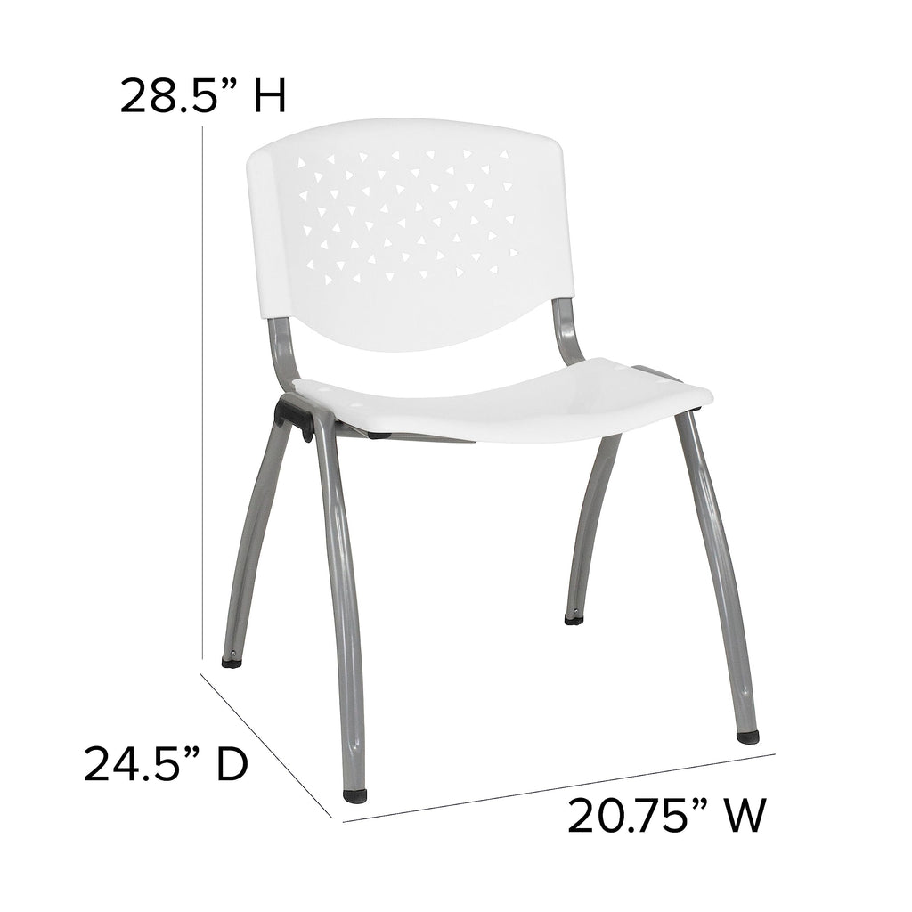 HERCULES -5 Pack 880 lb. Capacity White Plastic Stack Chair | Comfortable Seating with Durable Design