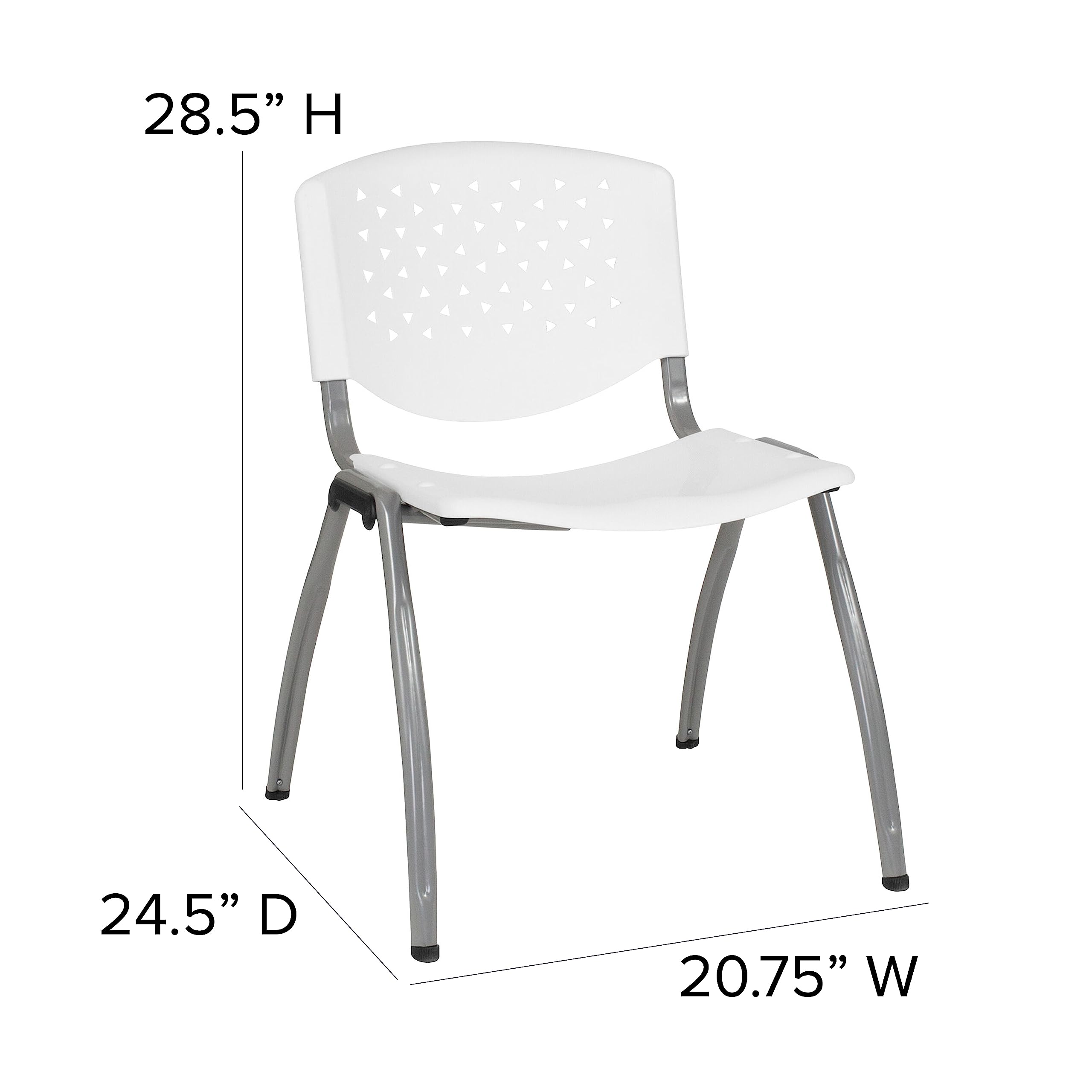 HERCULES -5 Pack 880 lb. Capacity White Plastic Stack Chair | Comfortable Seating with Durable Design