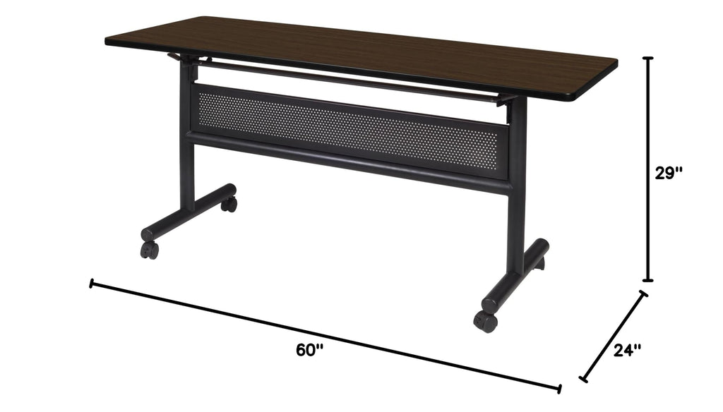 Kobe 60 x 24 in. Flip-Top Training Nesting Table with Modesty Panel- Neo Walnut