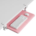 Under Desk Keyboard Tray, Pull-Out Keyboard & Mouse Platform with C-Clamp, 20 x 11.8 in Space-Saving Ergonomic Slide-Out Drawer, Pink
