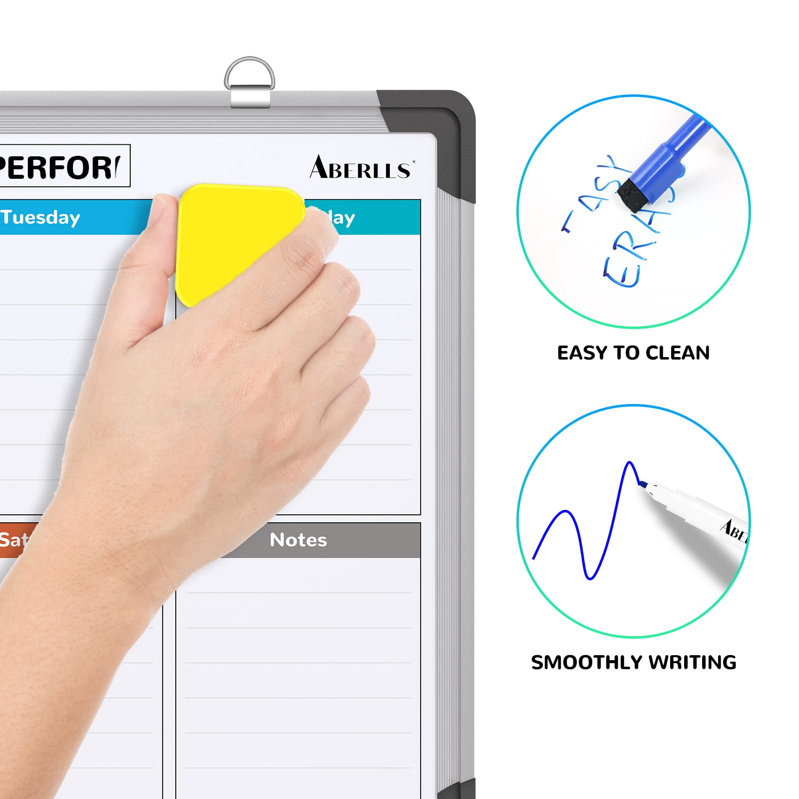 Weekly Calendar Whiteboard for Wall, 16x12 Inches Dry Erase Board, Small Magnetic White Board, Double-Sided Hanging Board for Office School Home Kitchen, Portable Board for Drawing Planning To Do List