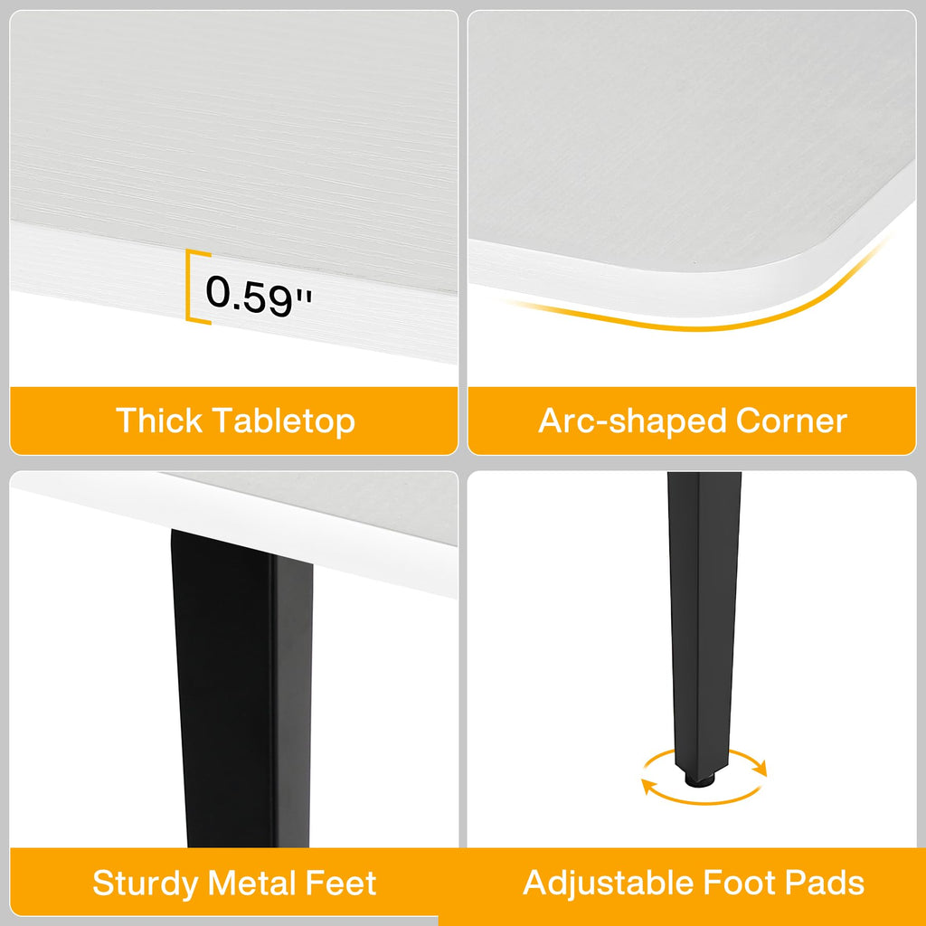 6FT Conference Table, 70.86L x 35.43W x 29.52H Inches Boat Shaped Meeting Table, Modern Seminar Table for Office Meeting Conference Room (6ft, White & Black)