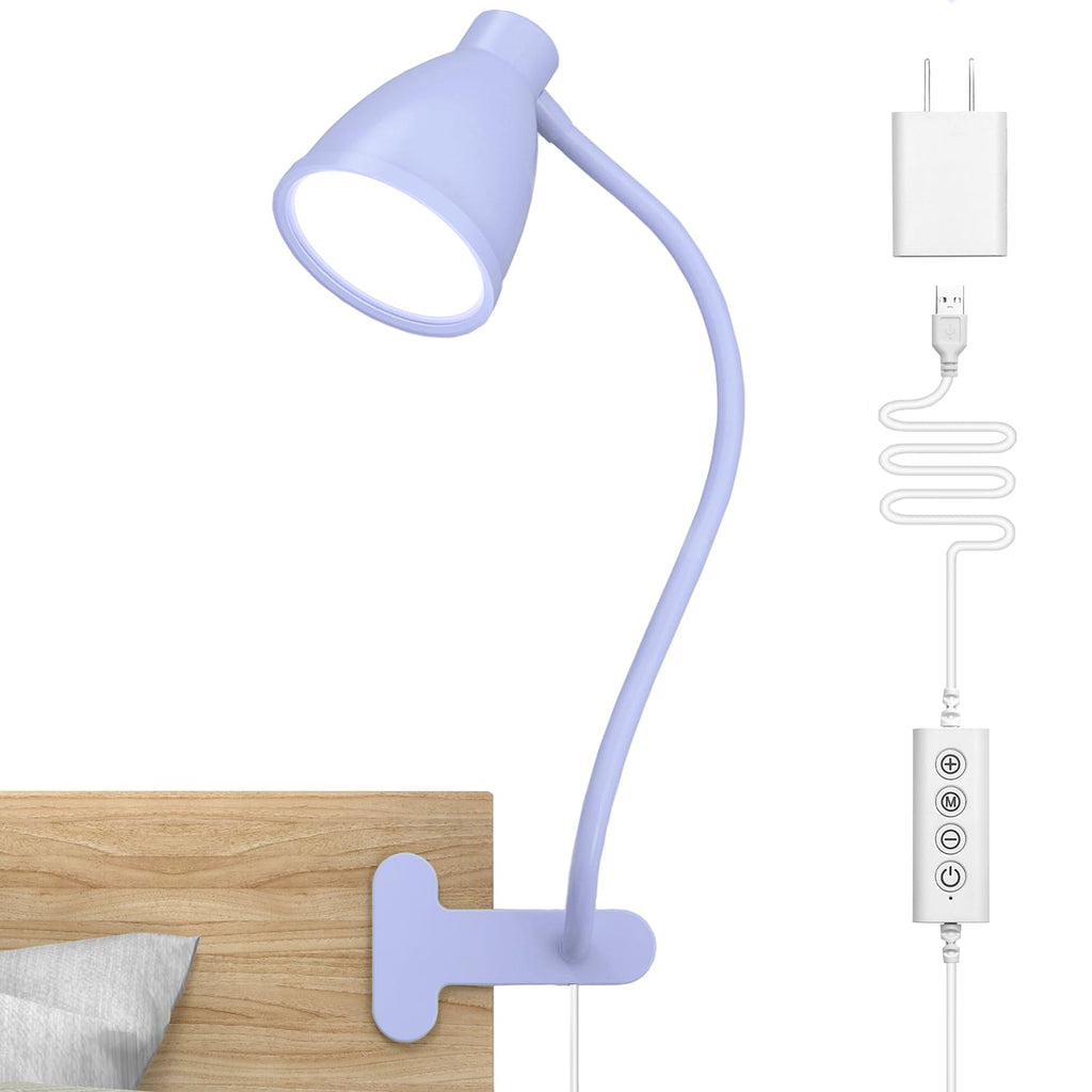 Desk Lamp with Clamp Clip on Light 5 Color 10 Brightness Lilac Purple