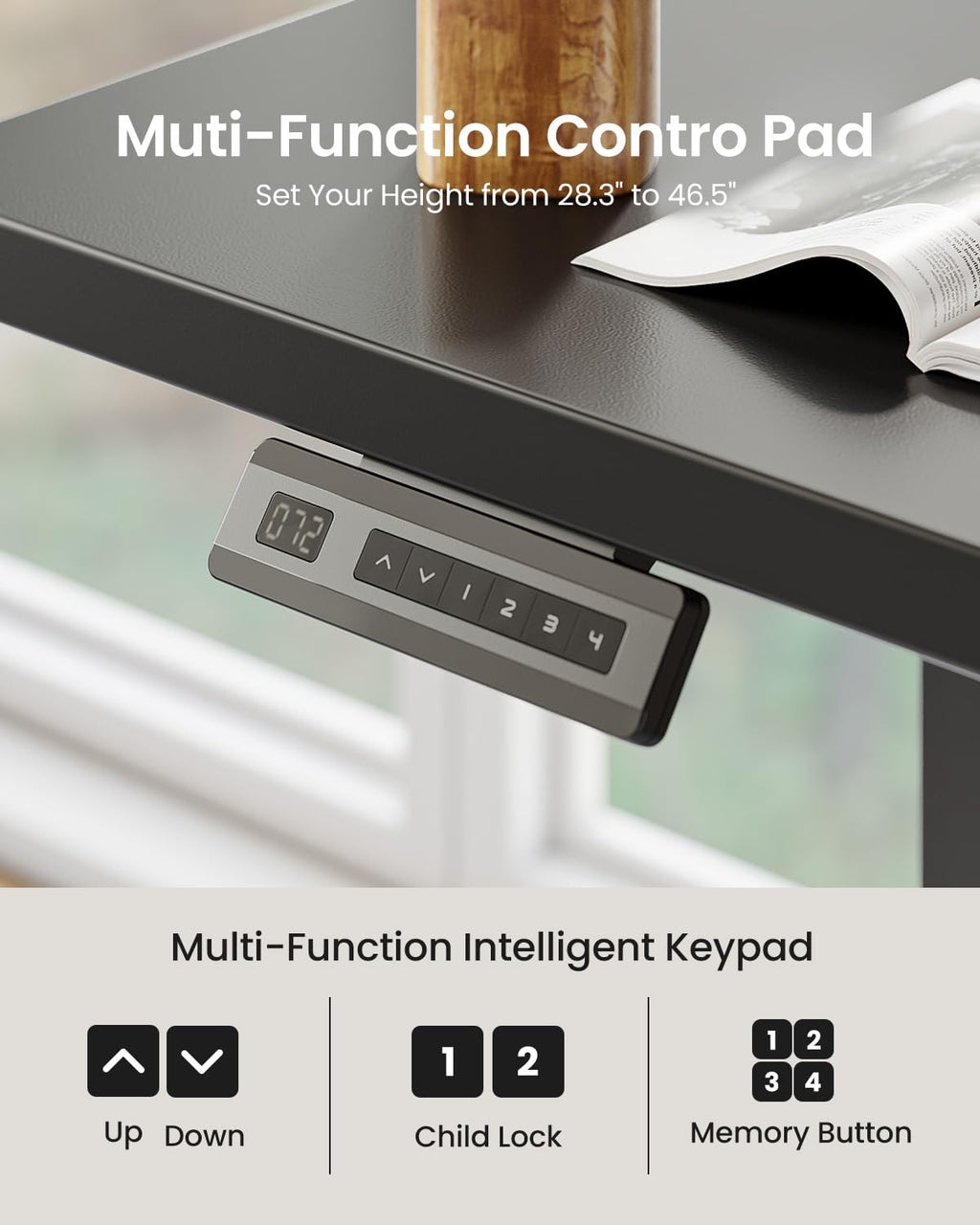 L Shaped Electric Corner Standing Desk, 55×32 inch Home Office & Computer Height Adjustable Table with 4 Memory Height Settings, Ergonomic Sit and Stand Desk with Splice Board, Black Top