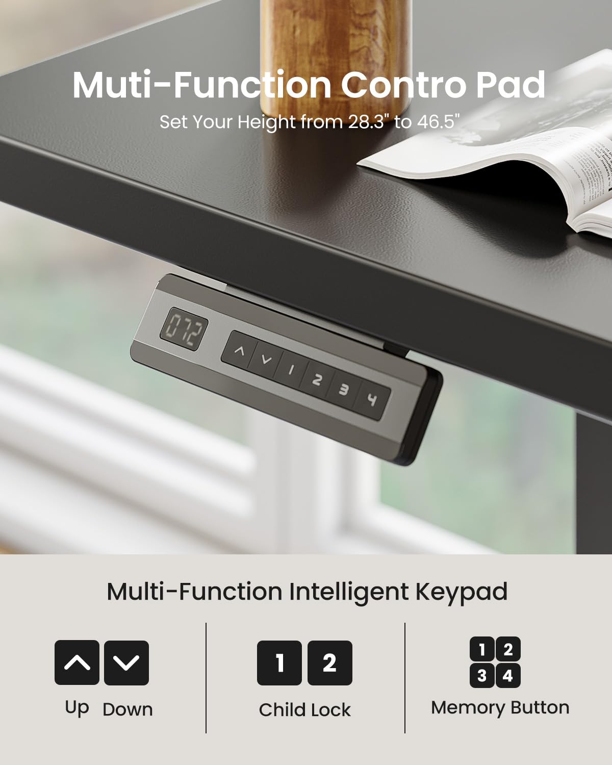 L Shaped Electric Corner Standing Desk, 55×32 inch Home Office & Computer Height Adjustable Table with 4 Memory Height Settings, Ergonomic Sit and Stand Desk with Splice Board, Black Top