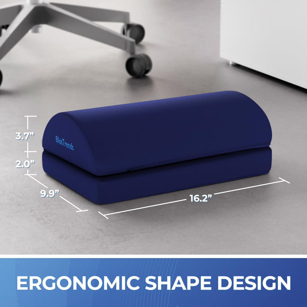 Foot Rest for Under Desk at Work-Versatile Foot Stool with Washable Cover-Comfortable Footrest with 2 Adjustable Heights for Car,Home and Office to Relieve Back,Lumbar,Knee Pain-Blue