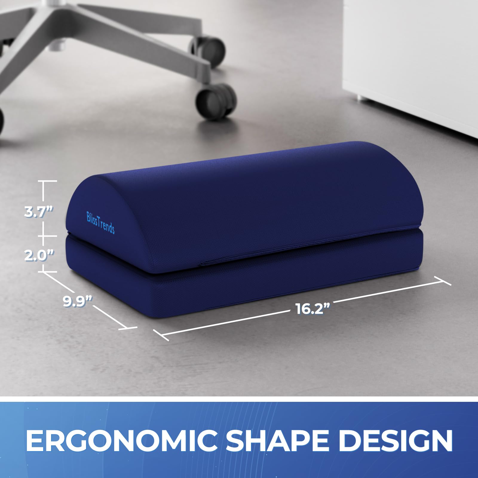 Foot Rest for Under Desk at Work-Versatile Foot Stool with Washable Cover-Comfortable Footrest with 2 Adjustable Heights for Car,Home and Office to Relieve Back,Lumbar,Knee Pain-Blue