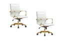 Modern Ergonomic Executive Office Chair, High-Back Leather Conference Desk Chair with Adjustable Height, Tilt Control, 360° Swivel & Gold Frame for Home Office