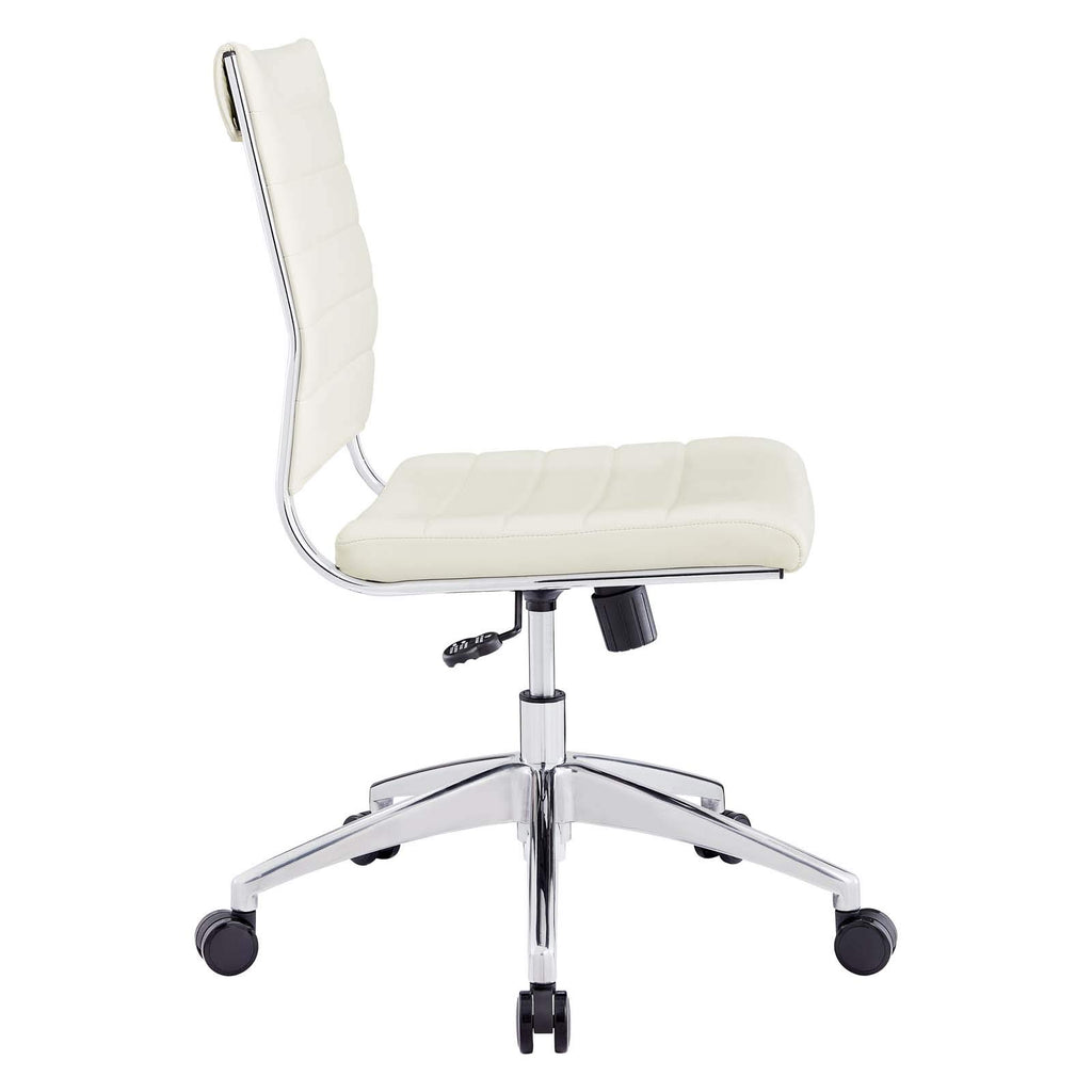 Ribbed Armless Mid Back Swivel Conference Chair In White