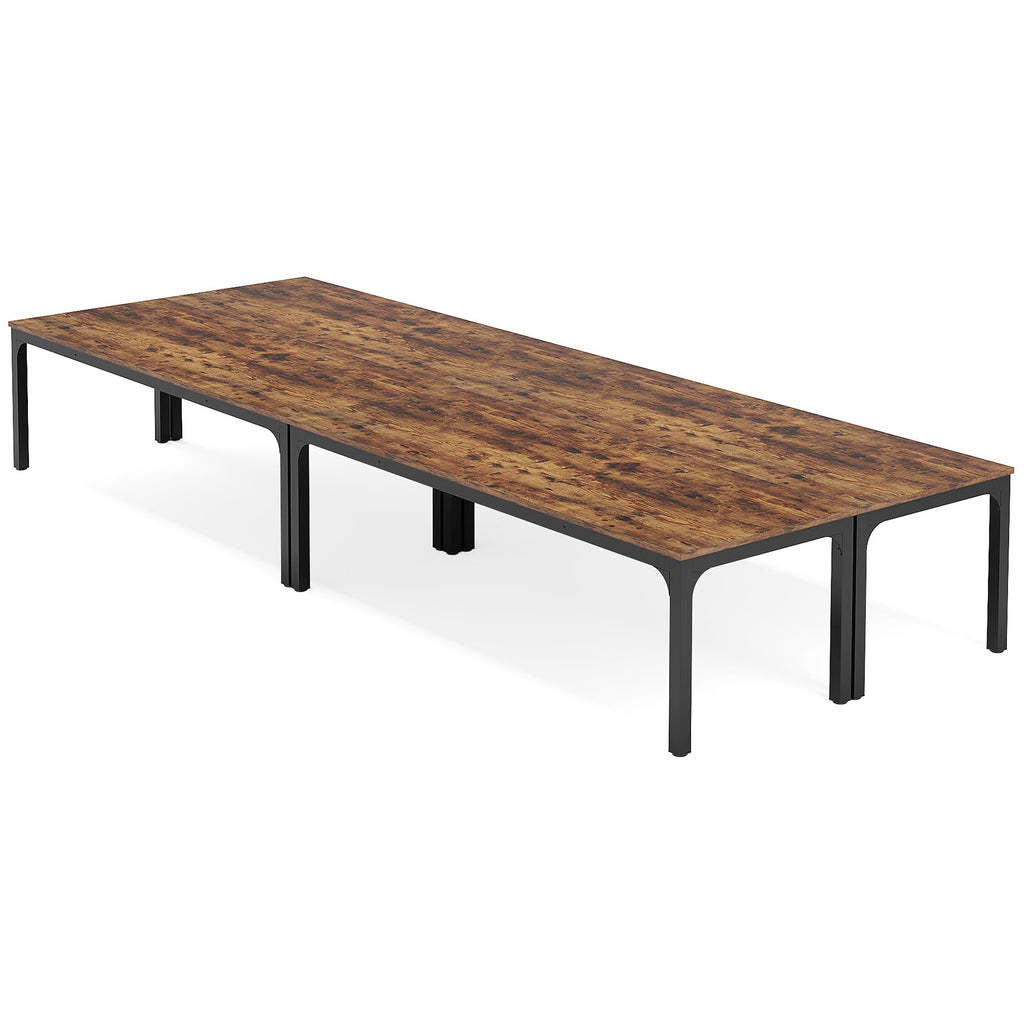 6.5 FT Conference Room Table, 78.74" W x 27.56" D Large Office Conference Table, Modern Seminar Meeting Table Desk for Boardroom, Meeting Room (4, Rustic Brown)