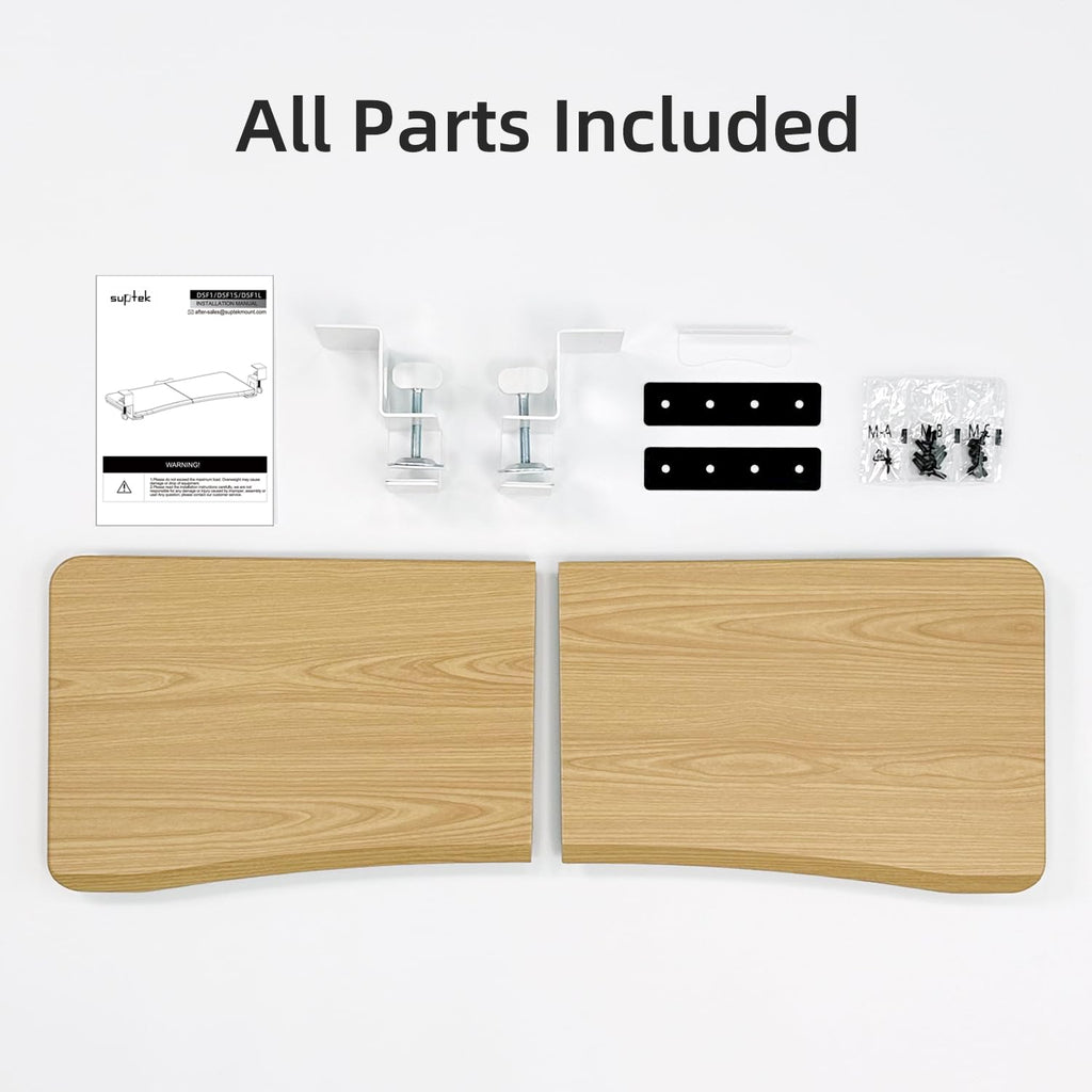 Large Keyboard Tray Under Desk Pull Out with C Clamp Mount, Keyboard & Mouse Tray, 34 (38 Including Clamps) x 11.8 inch Slide-Out Platform Computer Drawer for Typing, Light Wood,
