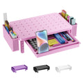 Computer Monitor Stand with Storage, Desk Organizer with Drawer and Pen Holder, Desk Monitor Riser 3 Height Adjustable, Laptop Riser for Computer, Laptop, Printer (PTT003-P), 1 Pack, Pink