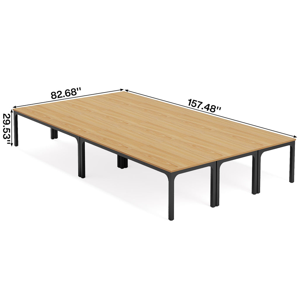 6.5 FT Conference Room Table, 78.74" W x 27.56" D Large Office Conference Table, Modern Seminar Meeting Table Desk for Boardroom, Meeting Room (6, Natural)