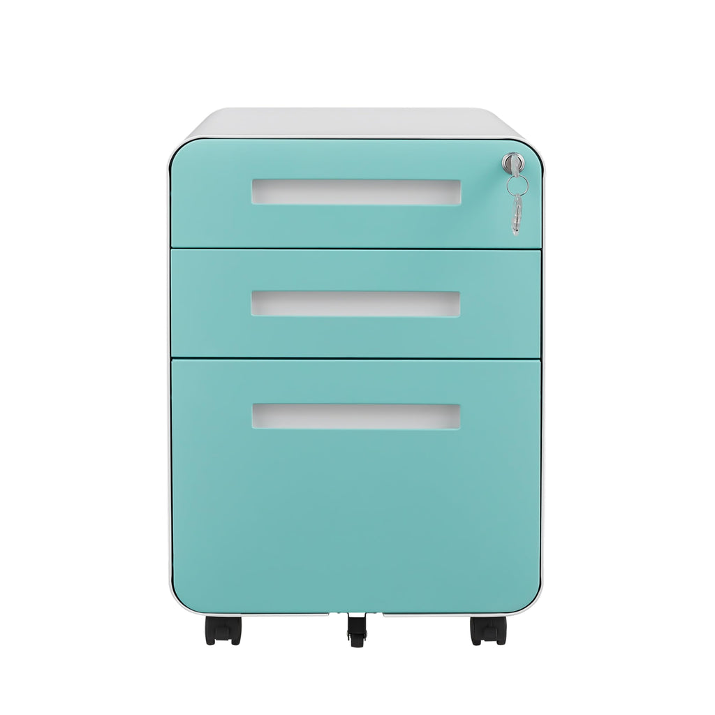 3 Drawer File Cabinet for Office, Under Desk Mobile Filing Cabinet with Lock for A4/Letter/Legal Size, 5 Wheel Anti-tilt Rolling File Cabinets, Fully Assembled