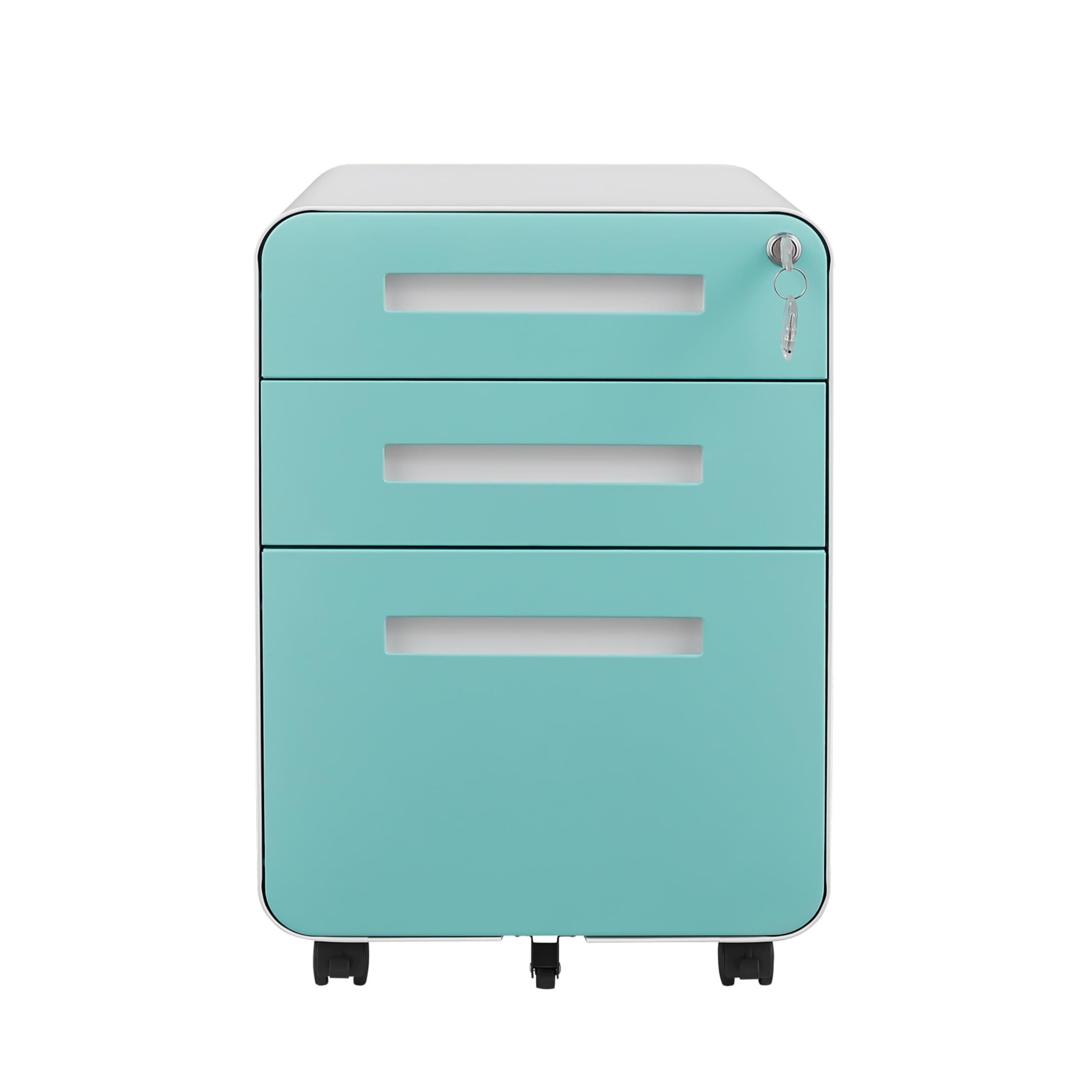 3 Drawer File Cabinet for Office, Under Desk Mobile Filing Cabinet with Lock for A4/Letter/Legal Size, 5 Wheel Anti-tilt Rolling File Cabinets, Fully Assembled