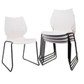 Set of 4, Stackable Waiting Room Chair, Stacking Office Chair with Ergonomic Lumbar Support and Metal Legs, Plastic Desk Chairs for Conference School Church Guest Reception White
