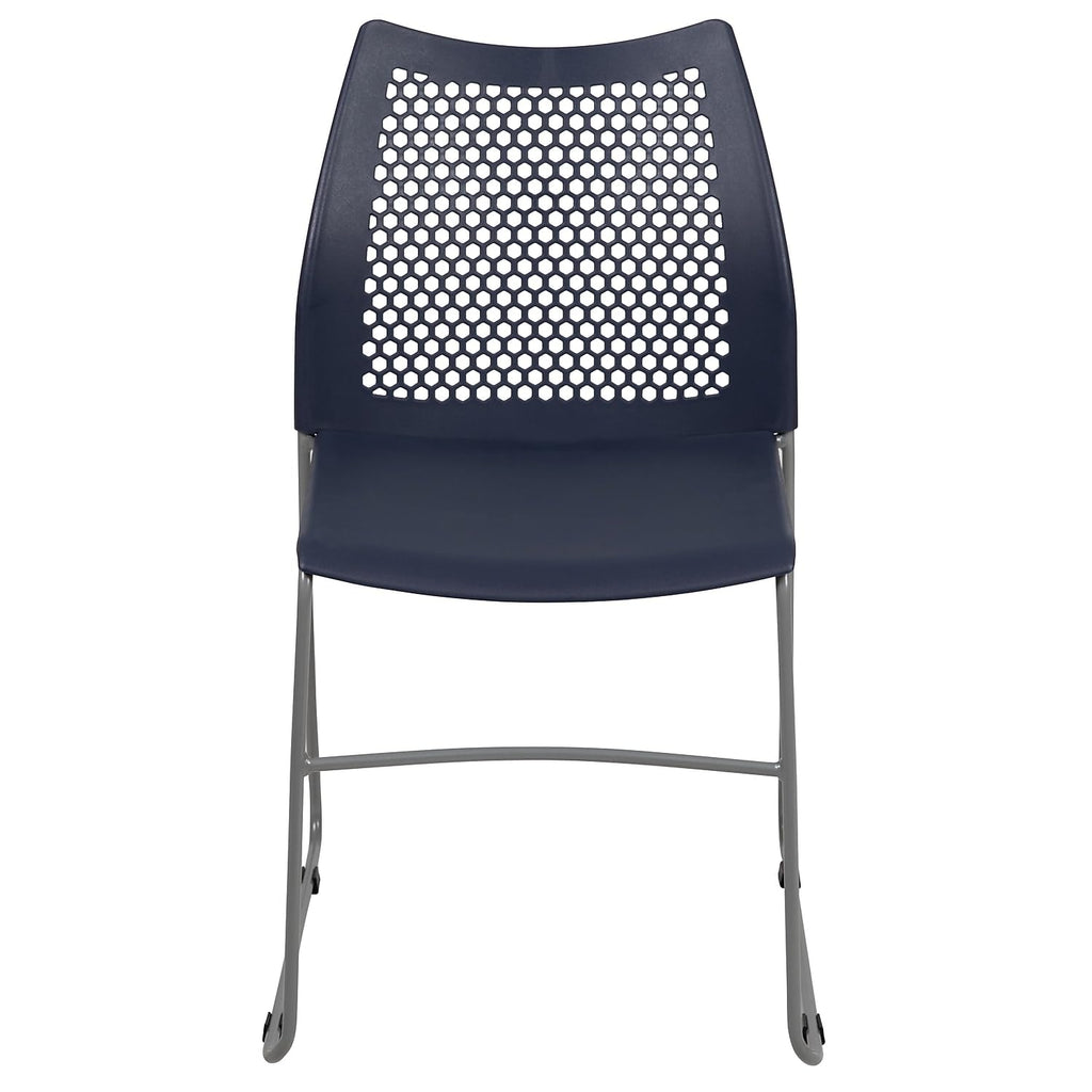 (Set of 5)Hercules Series Contoured Lobby Chairs , with Air-Vent Honeycomb Backs, Ergonomic Stacking Chairs for Offices,  Navy