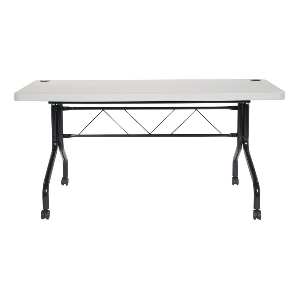Resin Multipurpose Flip Training Table with Locking Casters for Home and Office, 5 Feet