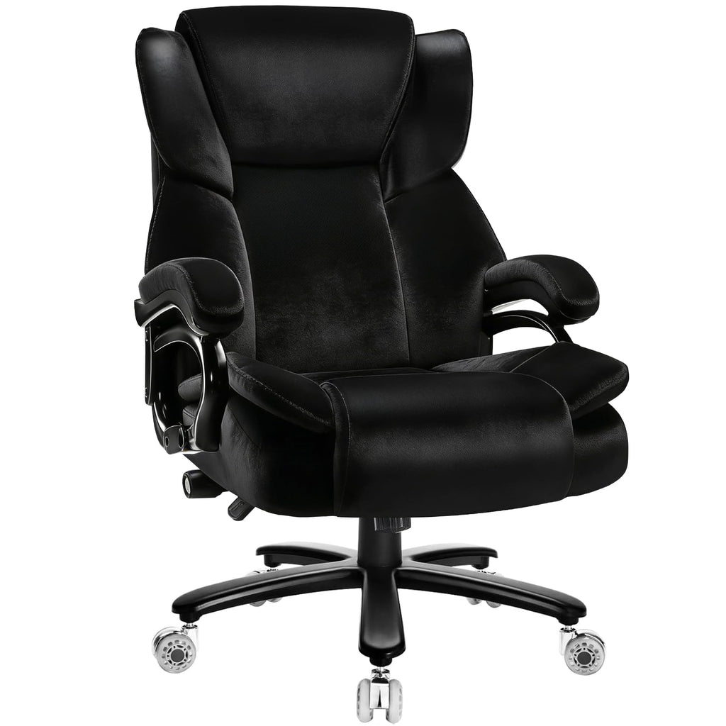 Indulgear 500lbs Fabric Big and Tall Office Chair,500lbs Heavy Duty Office Chair for Heavy People, High Back Executive Computer Chair with Adjustable Lumbar Support, Dual Rubber Wheel