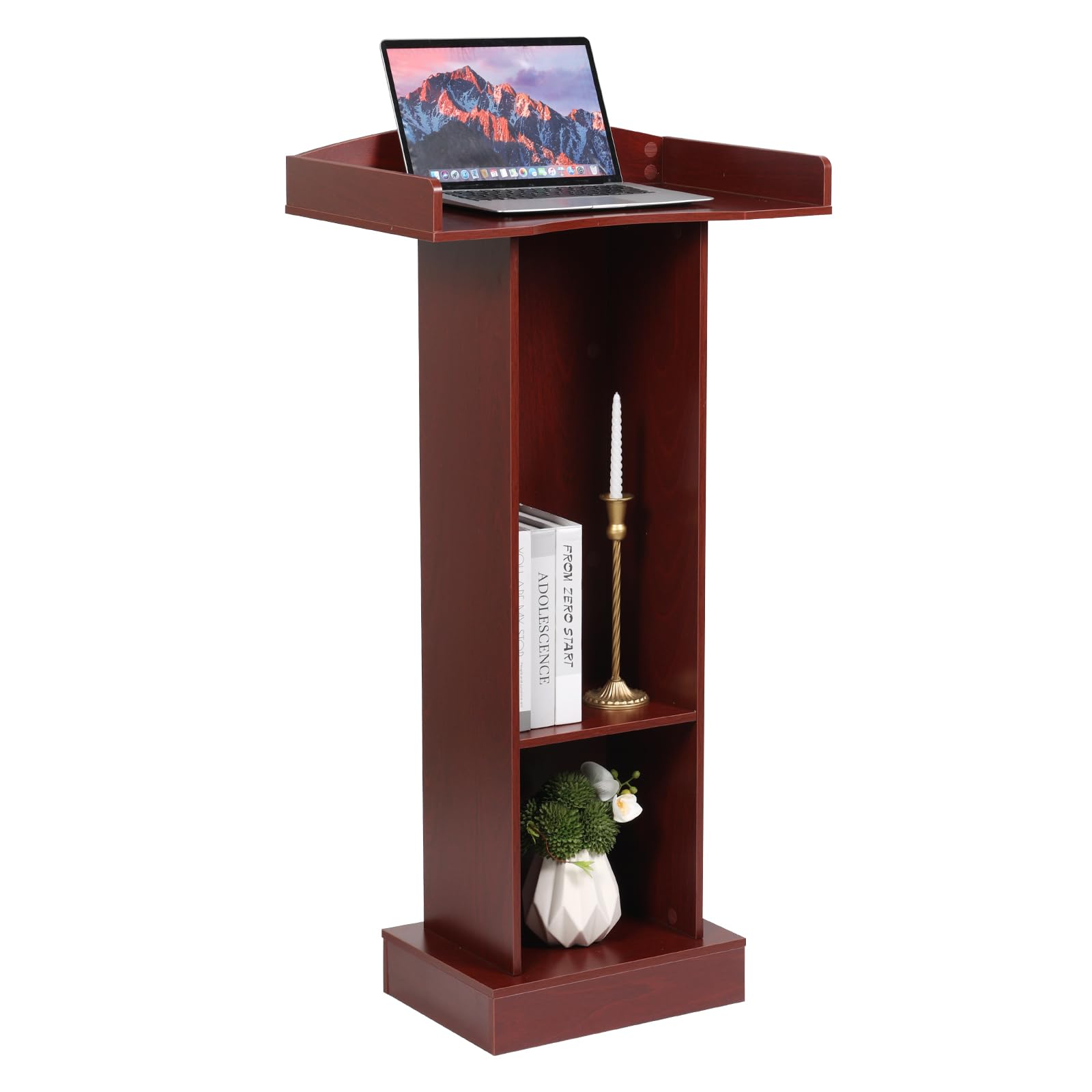 Podium Stand for Lectern Presentation Church Classroom, Pulpit with Wooden Heavy Base, Podium for Lecture, Wedding Speech