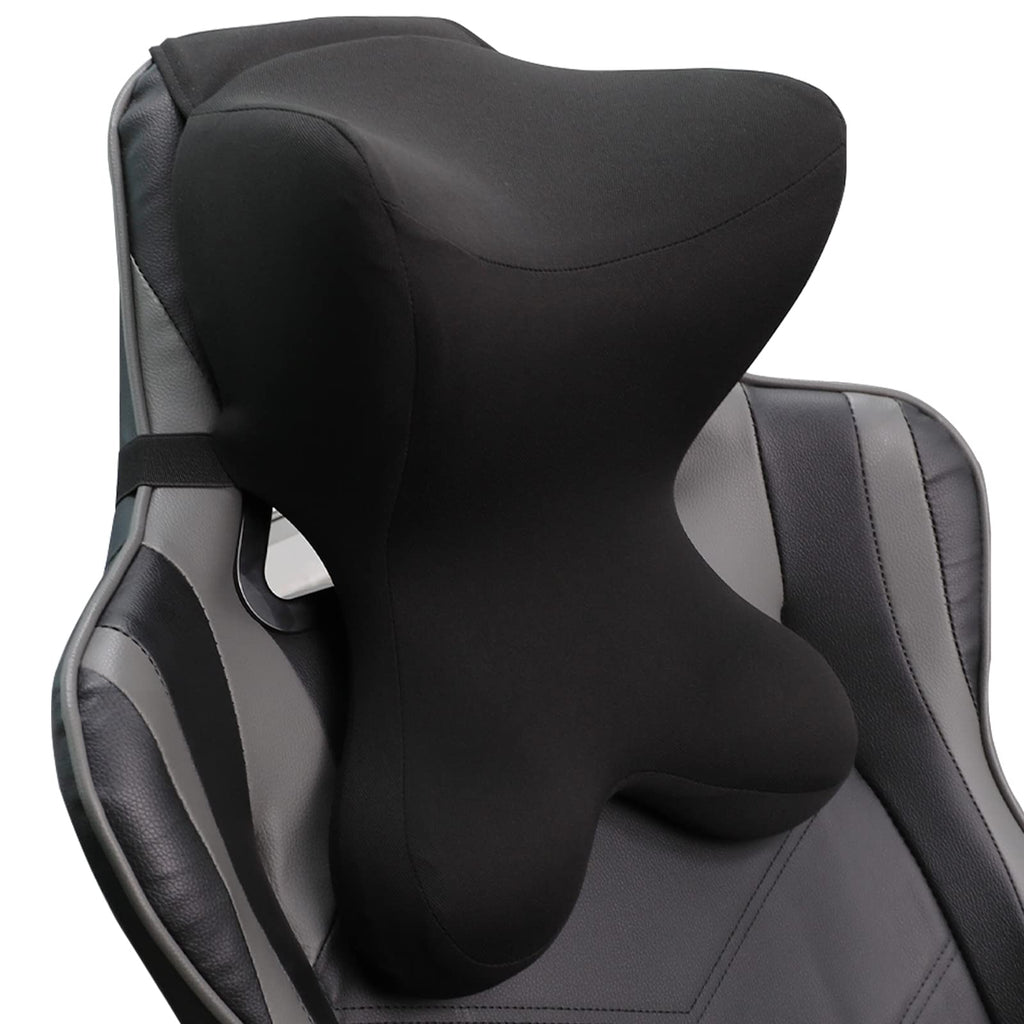 Headrest Pillow/Gaming Chair Pillow with Adjustable Strap Removable Cover Ergonomic Design Neck Support Pillow for auto, Office Chair, Gaming Chair(Black)