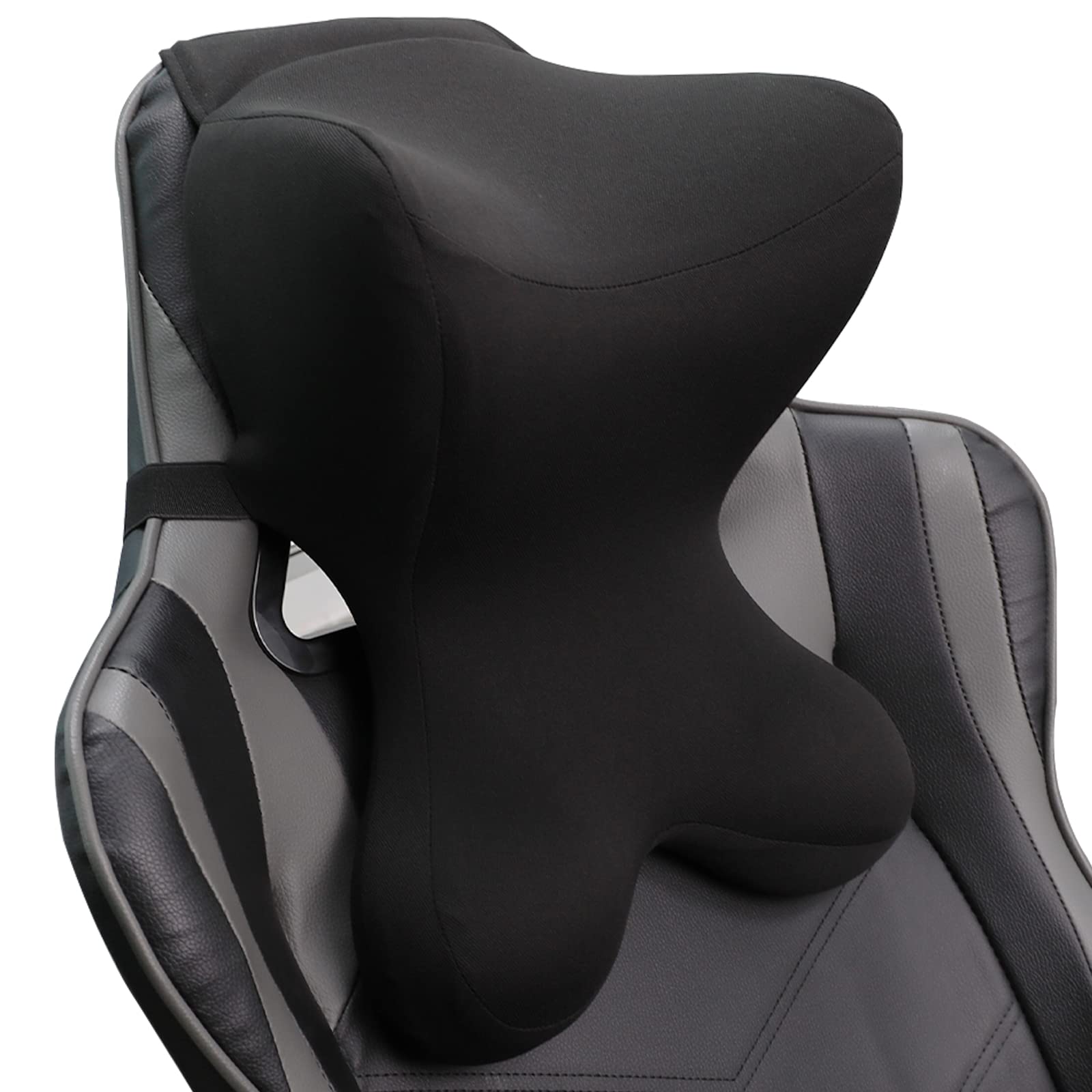 Headrest Pillow/Gaming Chair Pillow with Adjustable Strap Removable Cover Ergonomic Design Neck Support Pillow for auto, Office Chair, Gaming Chair(Black)