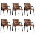 Office Guest Reception Chair Set of 6, Conference Room Chairs Waiting Room Chairs 6 Pack, Modern Leather Office Desk Chair No Wheels.