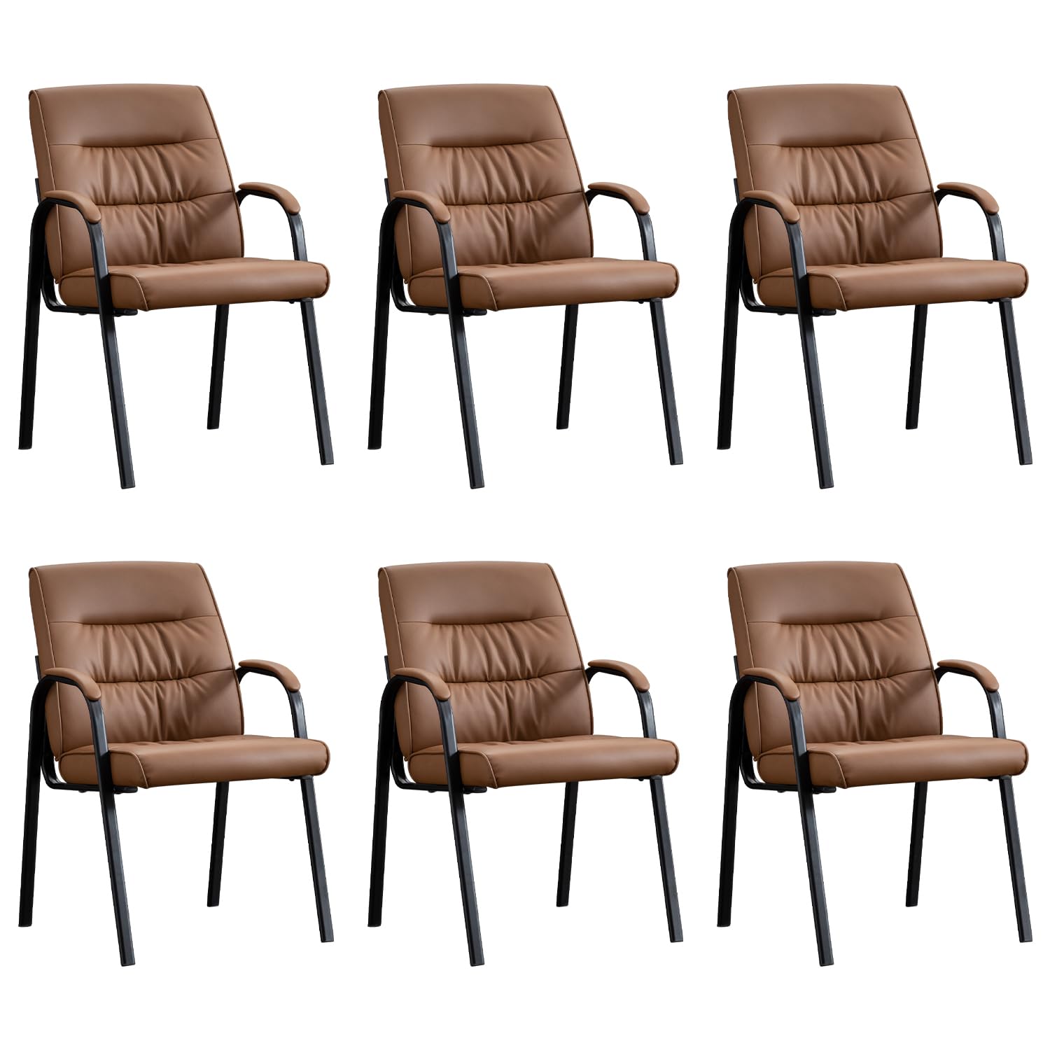 Office Guest Reception Chair Set of 6, Conference Room Chairs Waiting Room Chairs 6 Pack, Modern Leather Office Desk Chair No Wheels.