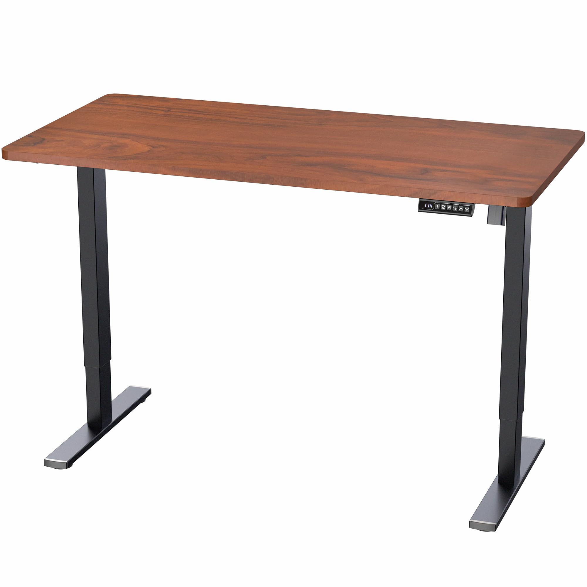 Electric 55 x 28 in Standing Desk, Memory Height Adjustment, 1B Series, Holds 220 lbs, One-Piece Dark Walnut Top, Black Frame
