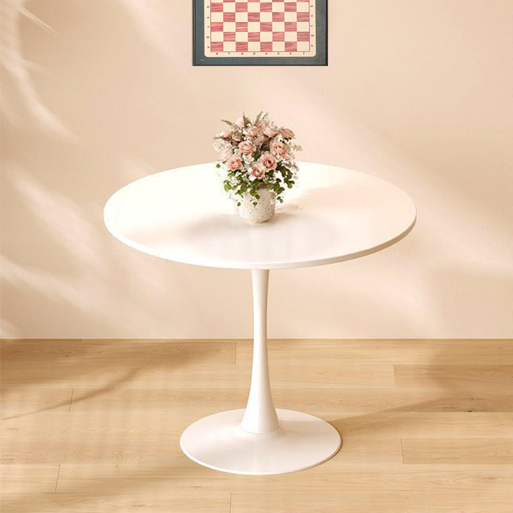 Sybrioka 24" Tulip Table for 1-2 Persons Modern Round Dining Room Table, Mid-Century Modern White Small Kitchen Table with MDF Wooden Top, Leisure Coffee Table for Living Room, Dining Room, Office