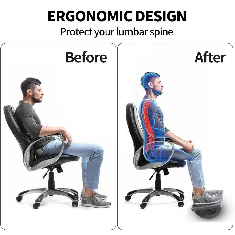 Foot Rest for Under Desk at Work - Ergonomic Foot Stools for Under Office Desk - Rocking Footrest with Roller Massager - Leg Rest for Chair, Computer Gaming -13" L x 9.6" W x 5" H (Gray)