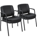 Set of 2, Office Guest Chair Waiting Room Reception Chairs PU Leather Executive Desk Chair with Padded Armrests for Meeting Conference (Black)