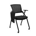 Ergonomic Foldable Office Chair with Breathable Mesh Back, Stackable Conference Chair - PU Wheels & Armrest for Guest, Meeting, Reception (Black) (Black-A)