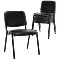 Set of 5, Black PU Leather, Stackable Office Guest Chairs, Reception Waiting Room Chairs with Padded Seat & Back, Armless No Wheels Conference Chairs for Office Meeting Lobby
