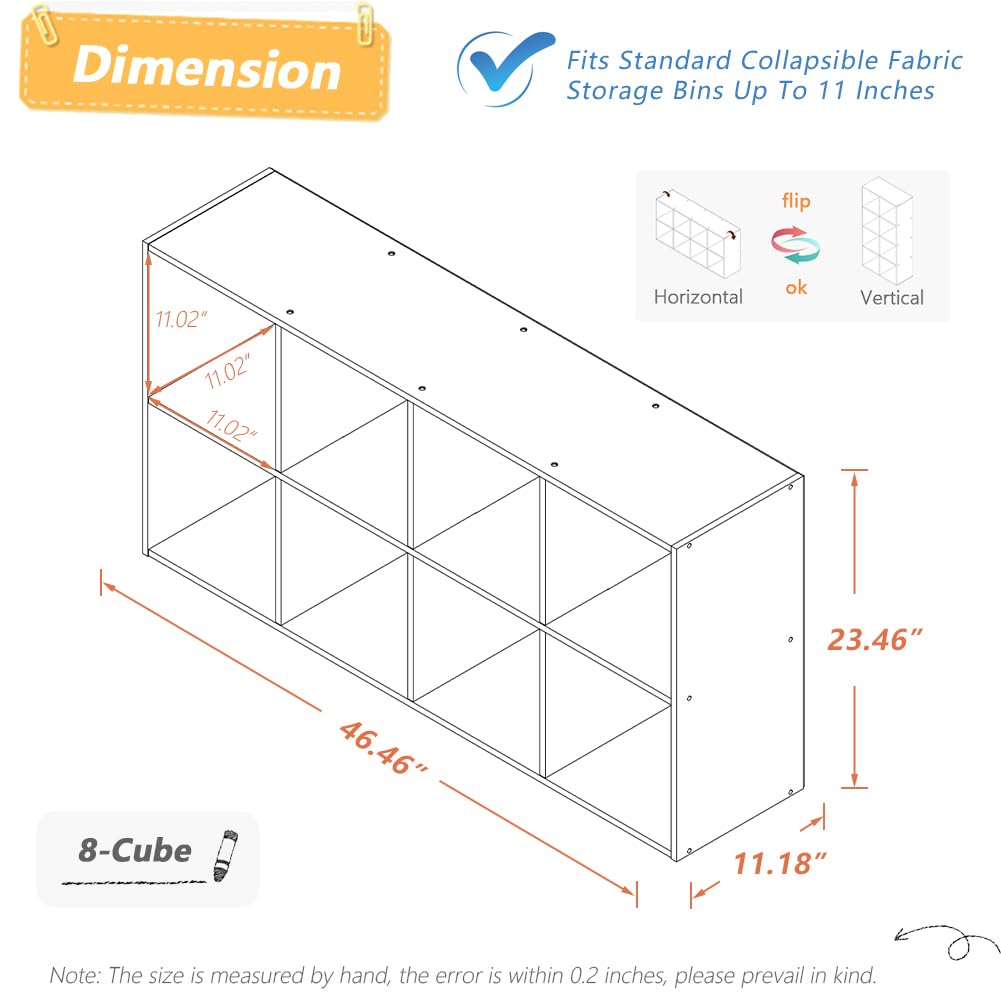 8 Cube Organizer Bookcase Oak Open Shelf